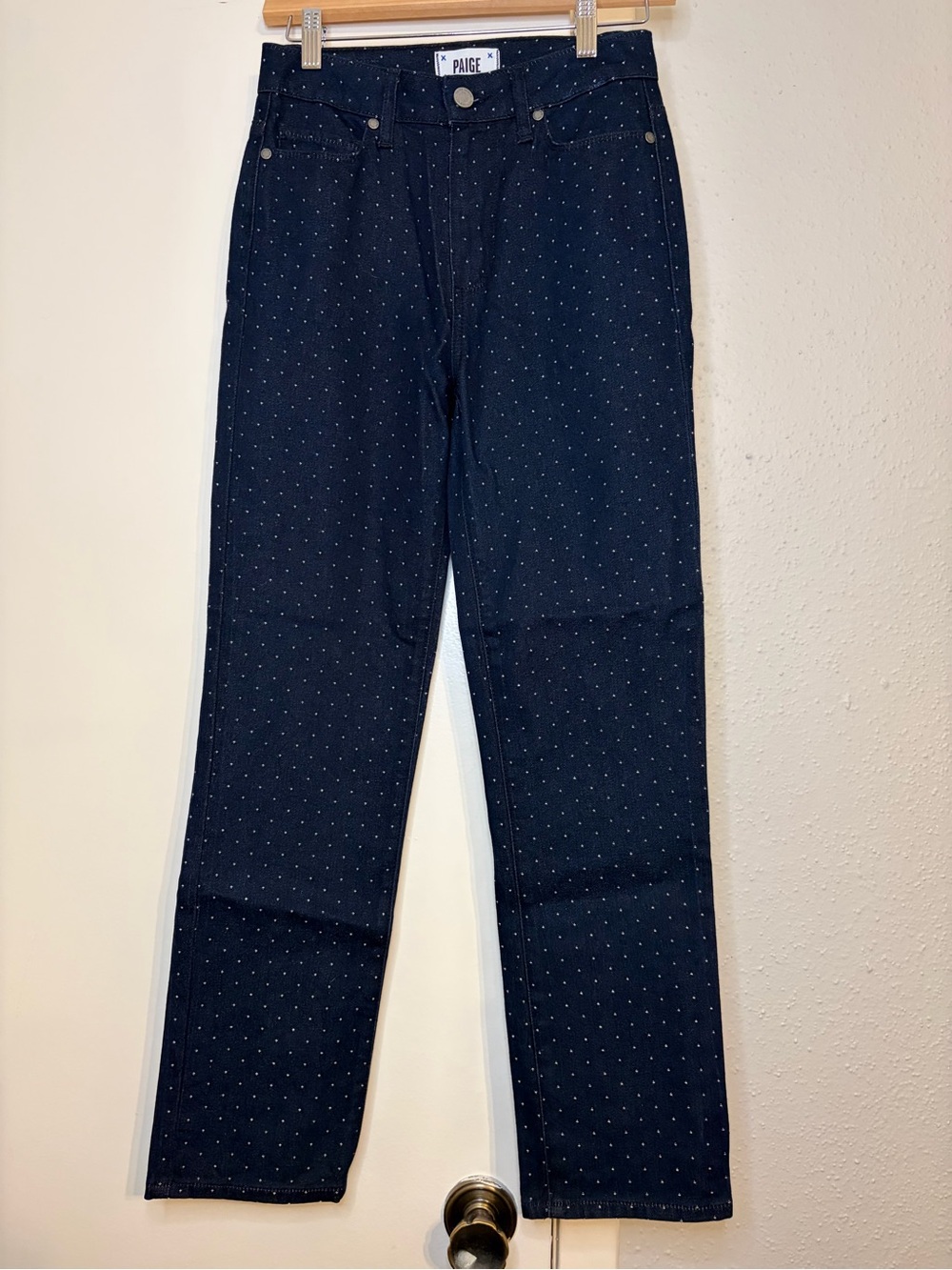 PAIGE Verdugo Ankle Skinny Jeans in Pin Dot Wash, Women's Size 27